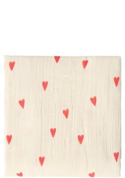 Musselin Mulltuch 'Swaddle Print Large' Beige Hearts 120 x 120 cm