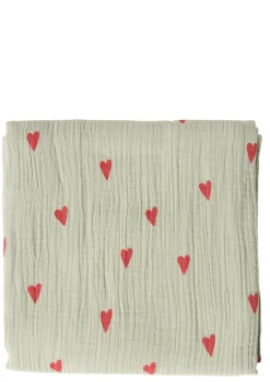 Musselin Mulltuch 'Swaddle Print Large' Green Hearts 120 x 120 cm