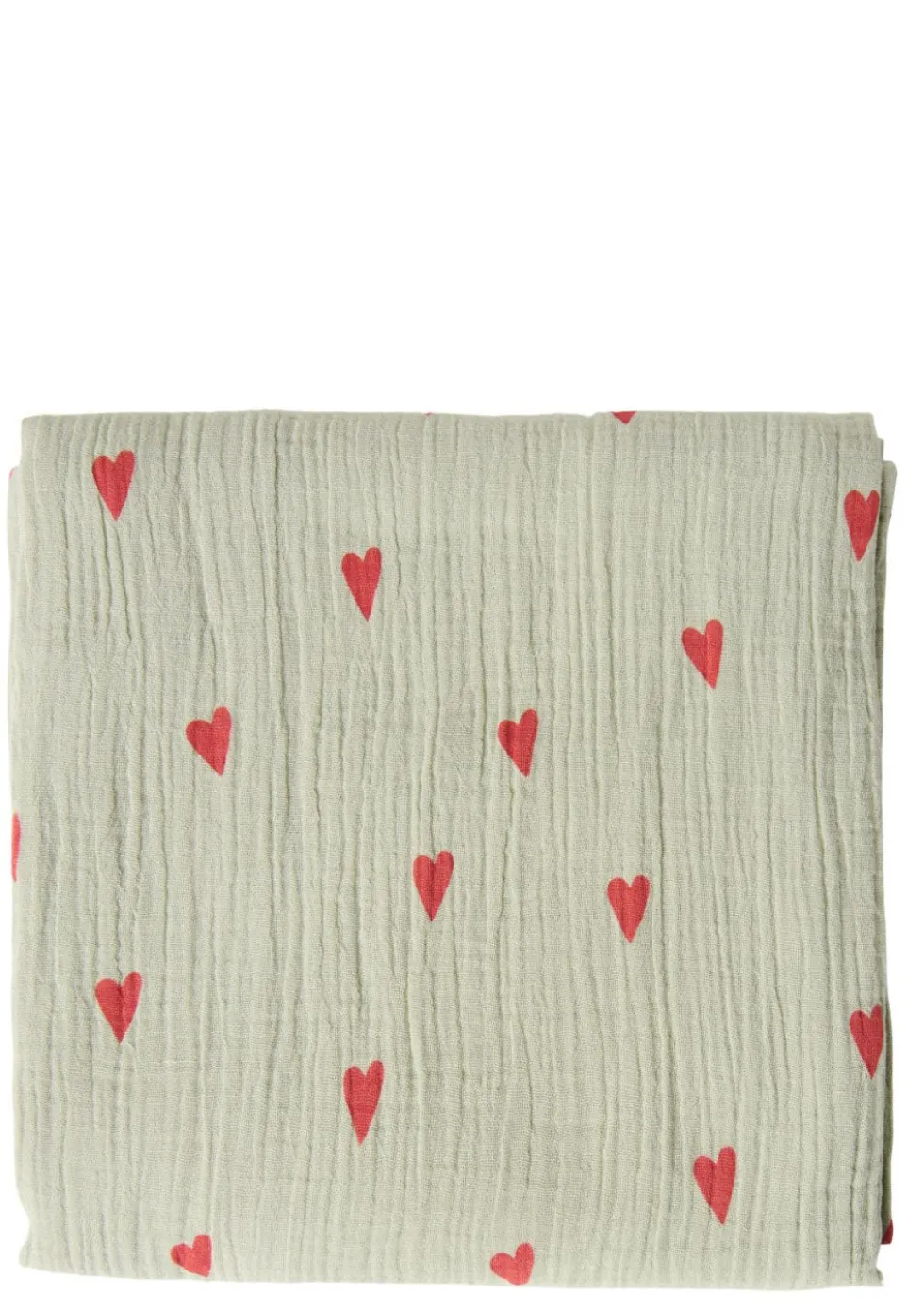 Musselin Mulltuch 'Swaddle Print Large' Green Hearts 120 x 120 cm