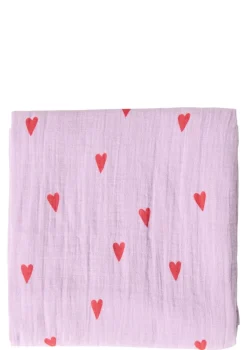 Musselin Mulltuch 'Swaddle Print Large' Purple Hearts 120 x 120 cm