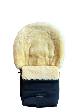 Premium Lammfell-Fußsack für Babywanne & Kinderautositz midnight black