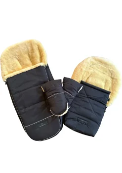 Premium Lammfell-Fußsack midnight black