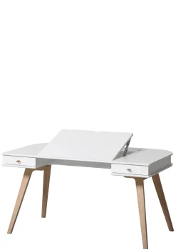 Schreibtisch 72,6 cm & Armlehnstuhl 'Wood' Weiß/Eiche