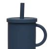 Silikon Becher mit Trinkhalm Jeans Blue
