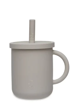 Silikon Becher mit Trinkhalm Nougat