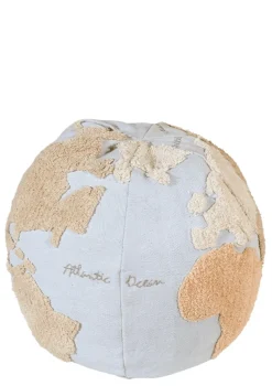 Sitzpouf 'World Map' Natural / Blue