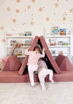 Spielsofa Velours Korallen Altrosa