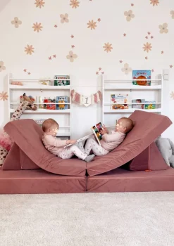 Spielsofa Velours Korallen Altrosa