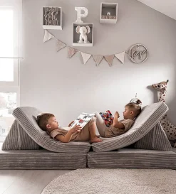 Spielsofa Velours Mond Grau
