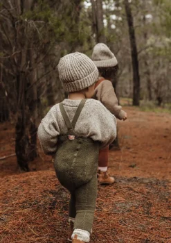 Teddy-Strumpfhose mit Trägern ohne Fuß olive