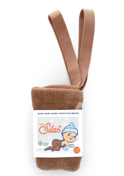 Teddy-Strumpfhose mit Trägern mit Fuß light brown