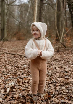 Teddy-Strumpfhose mit Trägern mit Fuß light brown
