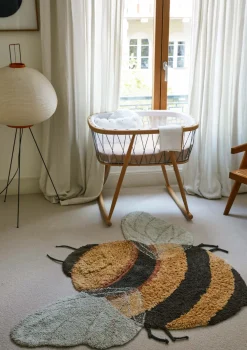Teppich mit Tiermotiv 'Bee' Honey / Black / Natural waschbar 150 x 115 cm