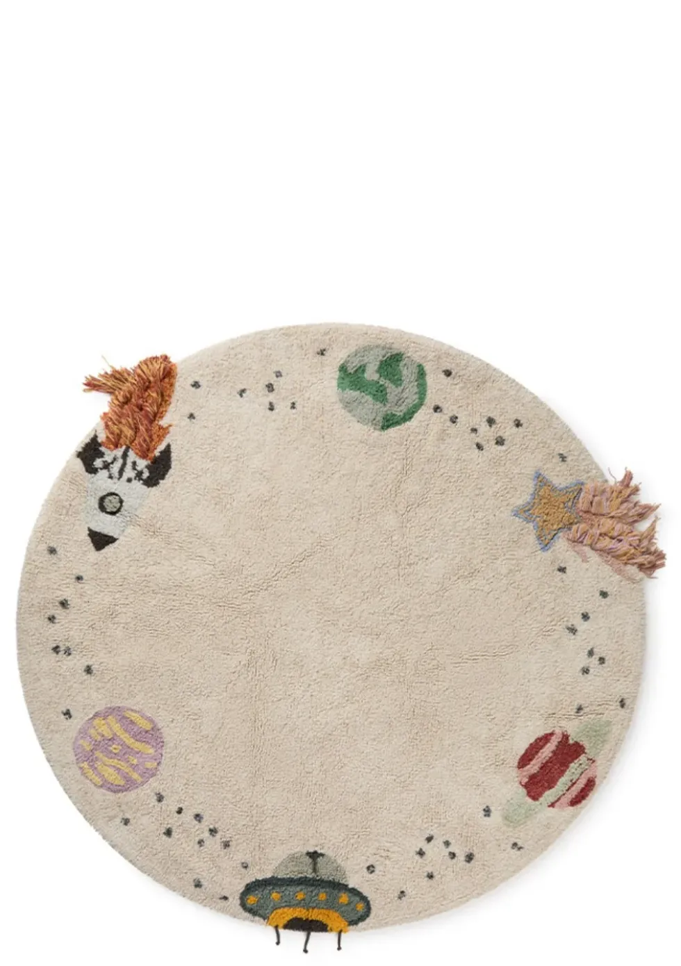 Teppich mit Weltraum-Motiven 'Interstellar Journey' waschbar Ø 140 cm