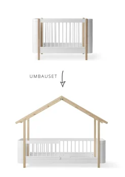 Umbauset für 'Wood Mini+' Babybett zum Hausbett Weiß/Eiche