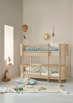 Umbauset für 'Wood Mini+' Babybett inkl. Junior-Erweiterung zum halbhohen Etagenbett Eiche