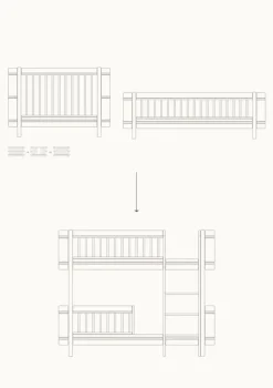 Umbauset für 'Wood Mini+' Baby- und Juniorbett zum halbhohen Etagenbett Eiche
