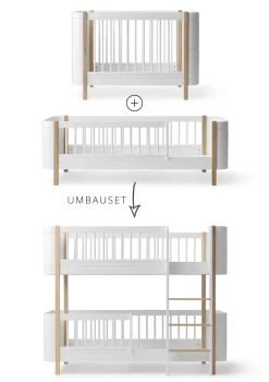 Umbauset für 'Wood Mini+' Baby- und Juniorbett zum halbhohen Etagenbett Weiß / Eiche