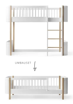 Umbauset für 'Wood Mini+' halbhohes Hochbett zum Juniorbett Weiß / Eiche