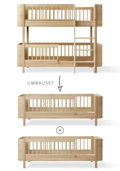 Umbauset für 'Wood Mini+' halbhohes Etagenbett zu zwei Juniorbetten Eiche