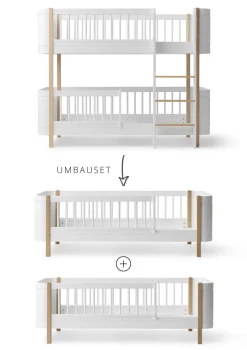Umbauset für 'Wood Mini+' halbhohes Etagenbett zu zwei Juniorbetten Weiß / Eiche