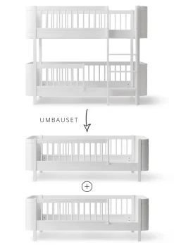 Umbauset für 'Wood Mini+' halbhohes Etagenbett zu zwei Juniorbetten Weiß