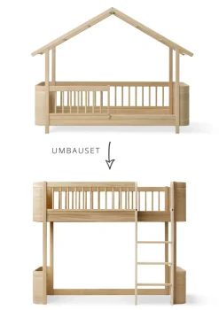 Umbauset für 'Wood Mini+' Hausbett zum halbhohen Hochbett Eiche