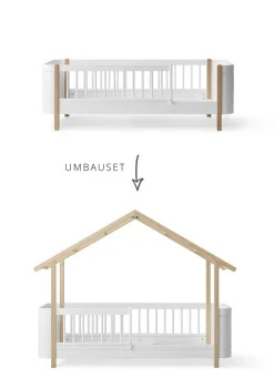Umbauset für 'Wood Mini+' Juniorbett zum Hausbett Weiß/Eiche