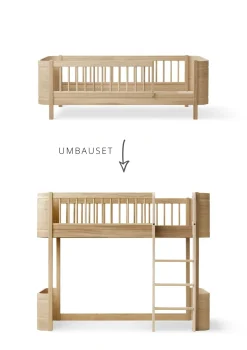Umbauset für 'Wood Mini+' Juniorbett zum halbhohen Hochbett Eiche