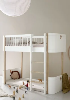 Umbauset für 'Wood Mini+' Juniorbett zum halbhohen Hochbett Weiß / Eiche