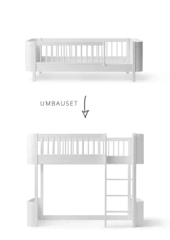 Umbauset für 'Wood Mini+' Juniorbett zum halbhohen Hochbett Weiß
