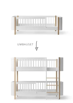 Umbauset für 'Wood Mini+' Juniorbett zum halbhohen Etagenbett Weiß / Eiche