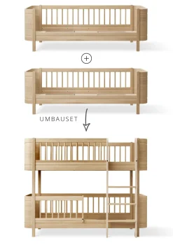 Umbauset für 'Wood Mini+' zwei Juniorbetten zum halbhohen Etagenbett Eiche