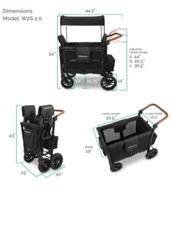 W2 Luxe Kinderwagen 2-Sitzer Volcano Black