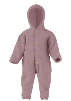Wollfleece Overall mit Kapuze rosenholz melange