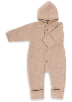 Wollfleece Overall mit Kapuze sand melange